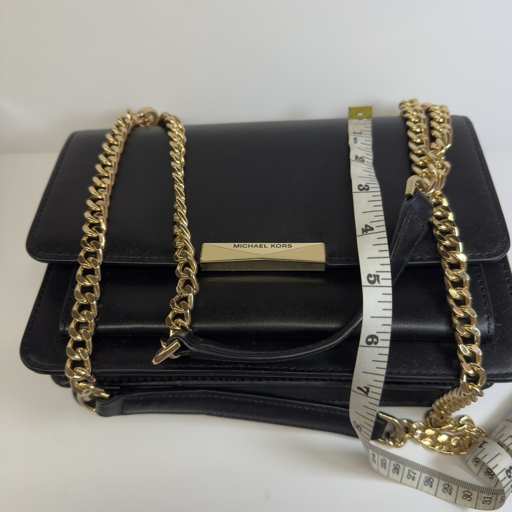 Michael Kors Black Leather Shoulder Bag with Gold Hardware - Picture 3 of 10